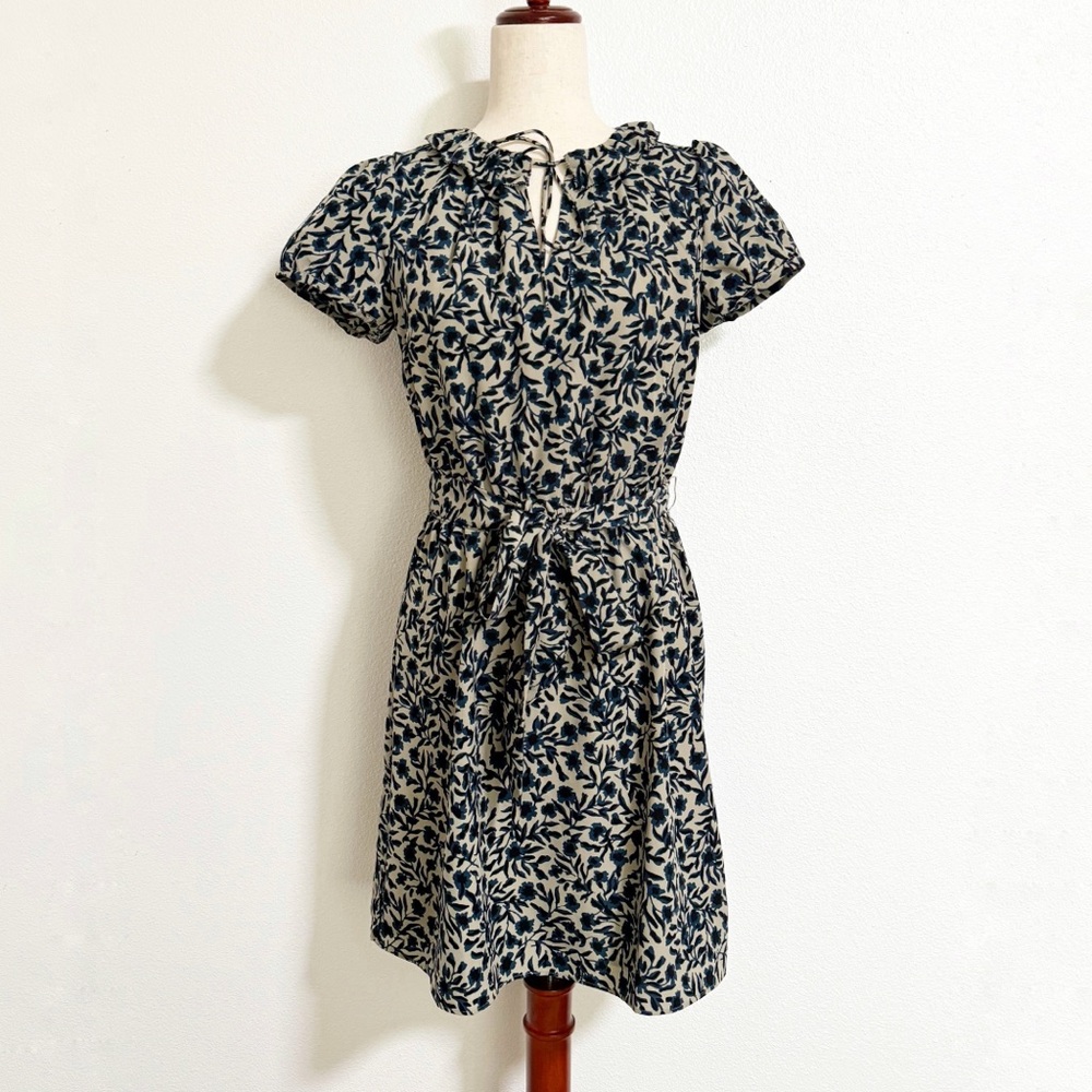 Loft Ruffle Collar Tie Waist Floral Dress